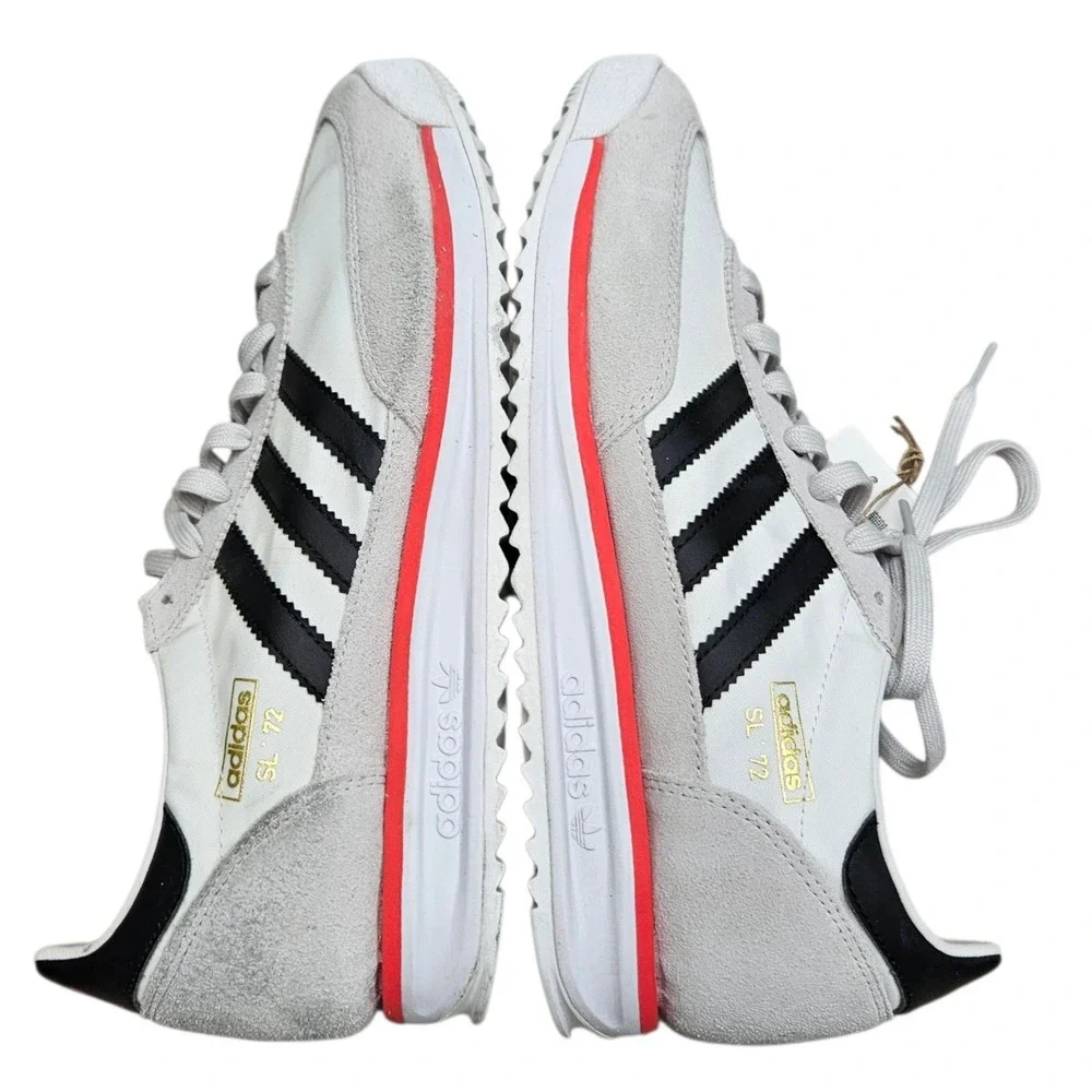 Adidas SL 72 RS Mens 10.5 White Black Red NEW JS0746‎ Retro Nylon Suede Sneakers